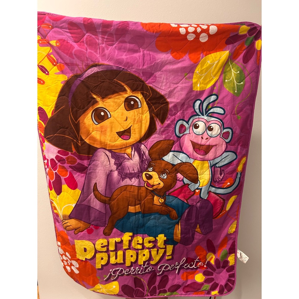 Nickelodeon Dora the Explorer Perfect Puppy Quilted Toddler Blanket 42x58 Pink